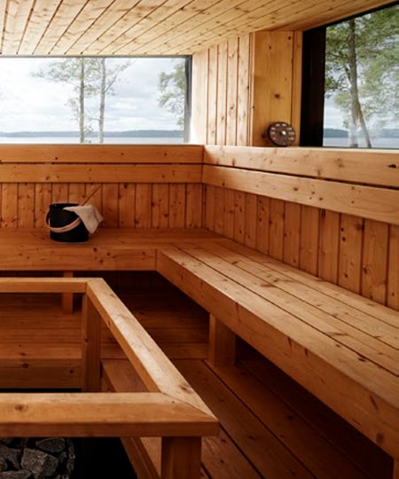 Sauna room and recreation areas
